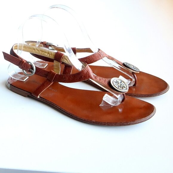 Isabella Fiore Brown Italian Leather Thong Sandals Flat Summer Shoes Size 8.5 - Picture 14 of 15